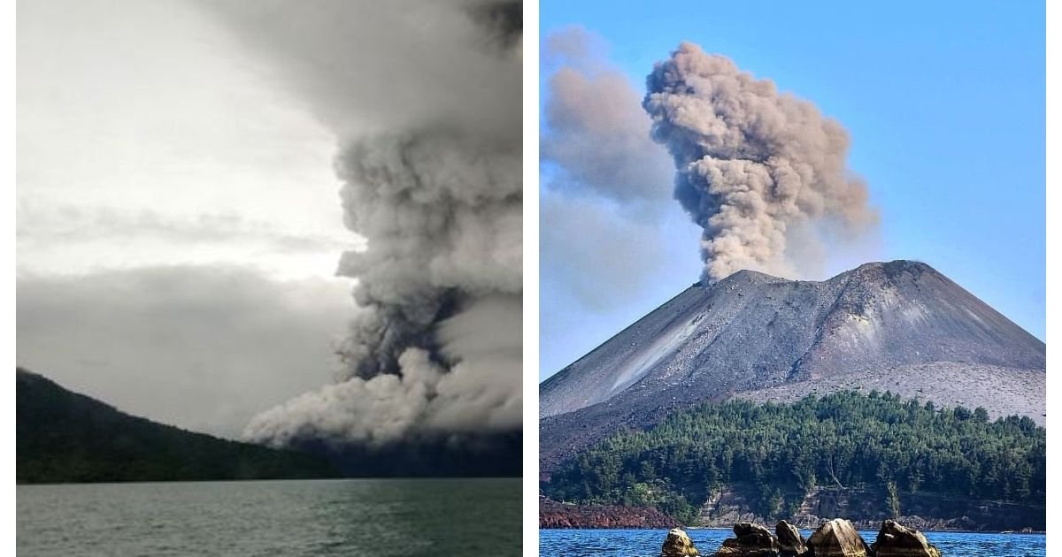 Ilustrasi erupsi Gunung Anak Krakatau.