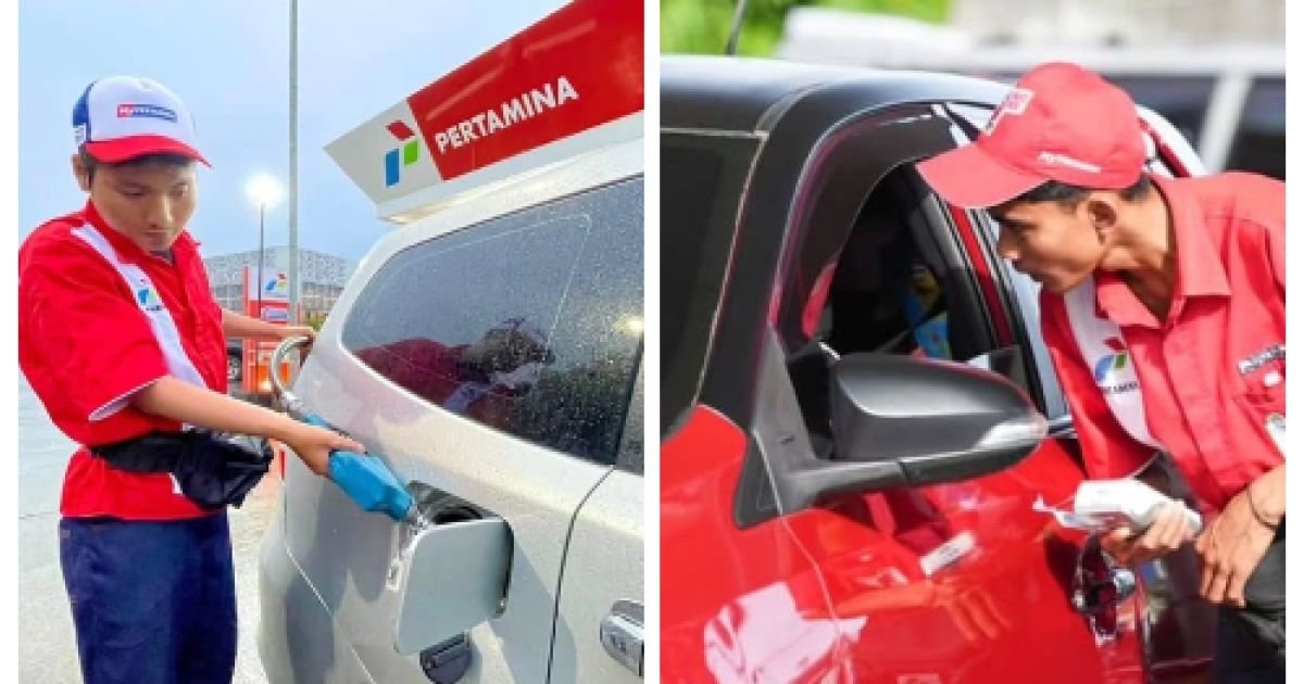 Petugas PSBU Pertamina, saat mengisi BBM kendaraan masyarakat. Foto Instagram
