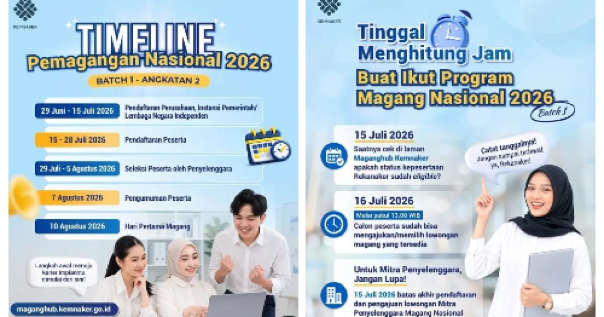 Buruan Daftar, Lowongan Magang Nasional Dibuka Hingga 28 Juli 2026