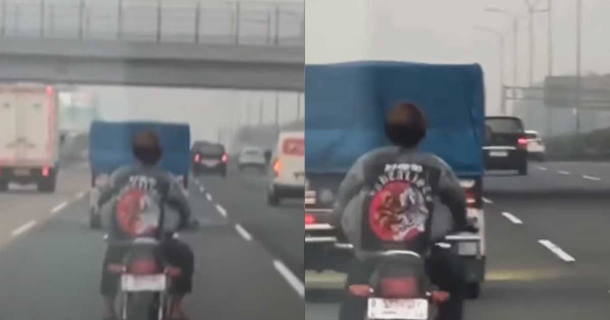 Viral video pengendara sepeda motor salah arah hingga melaju di Tol Jagorawi. (Instagram @jabodetabek24info)