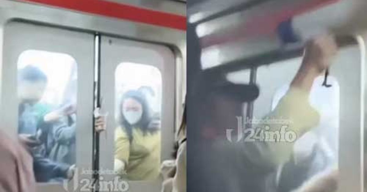 Tangan penumpang KRL terjepit pintu kereta di Stasiun Duri saat membawa kopi. Video detik-detik kejadian viral di media sosial. (Instagram @jabodetabek24info)