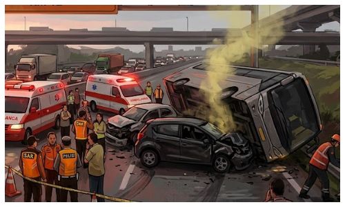 Kecelakaan Maut Tol Jagorawi: Mobil Mewah Terbakar, 2 Tewas